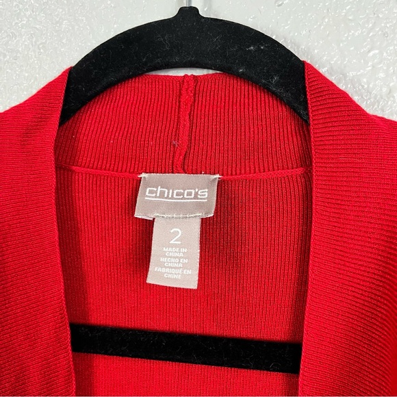 Chicos Womens Size 2‎ Large Red Knit Sleeveless Open Front Cardigan Sweater - Picture 10 of 13
